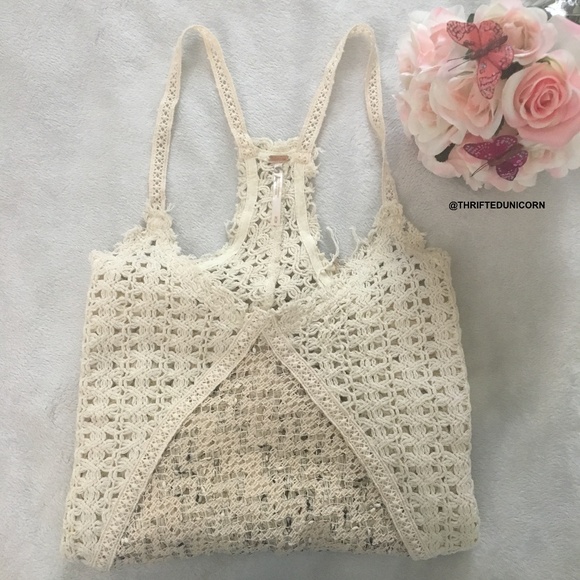 Free People Tops - FREE PEOPLE CROCHET RACERBACK TANK TOP CAMISOLE